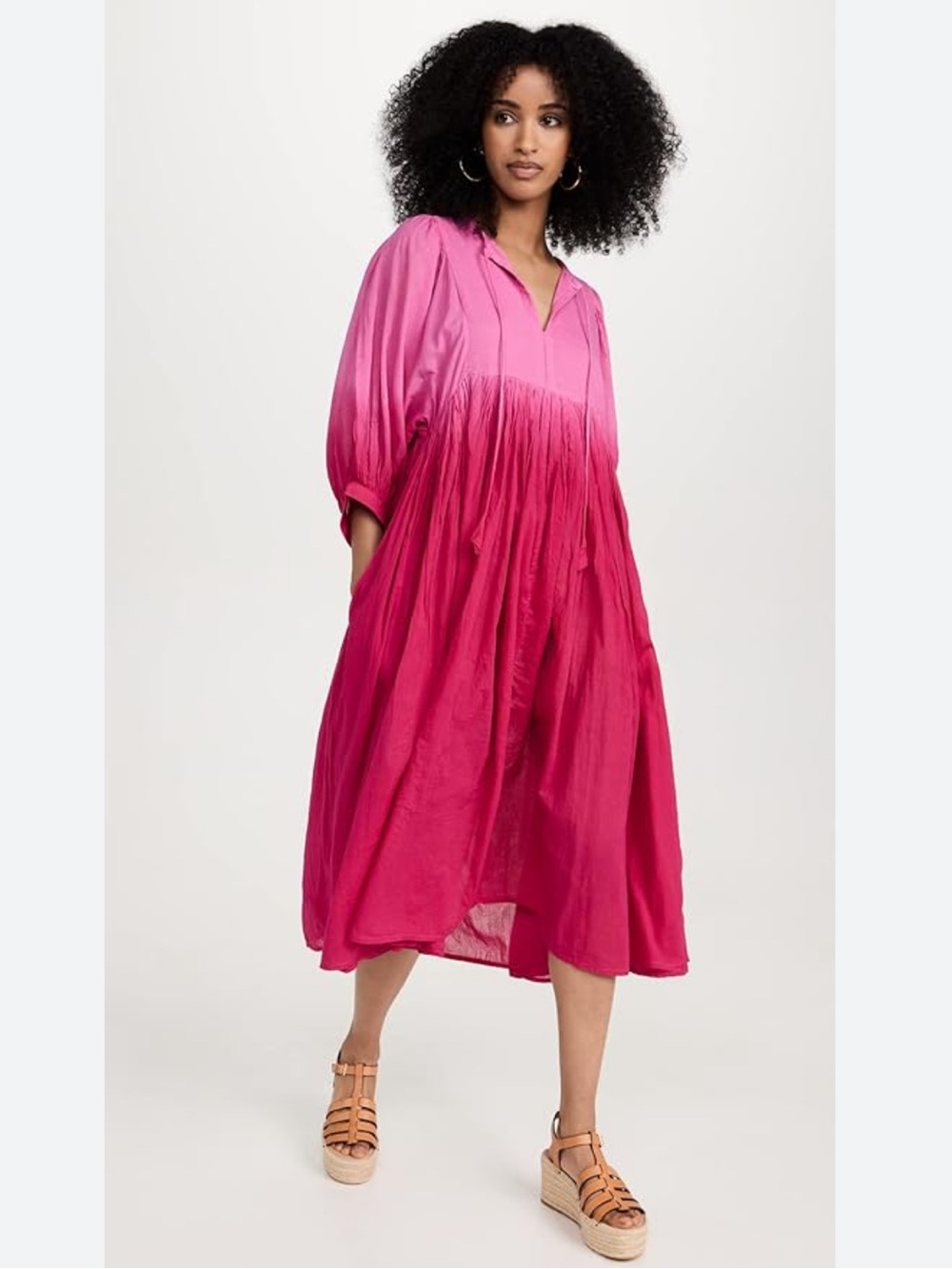 SUNDRY Blouson Sleeve Midi Dress Ombré size Medium